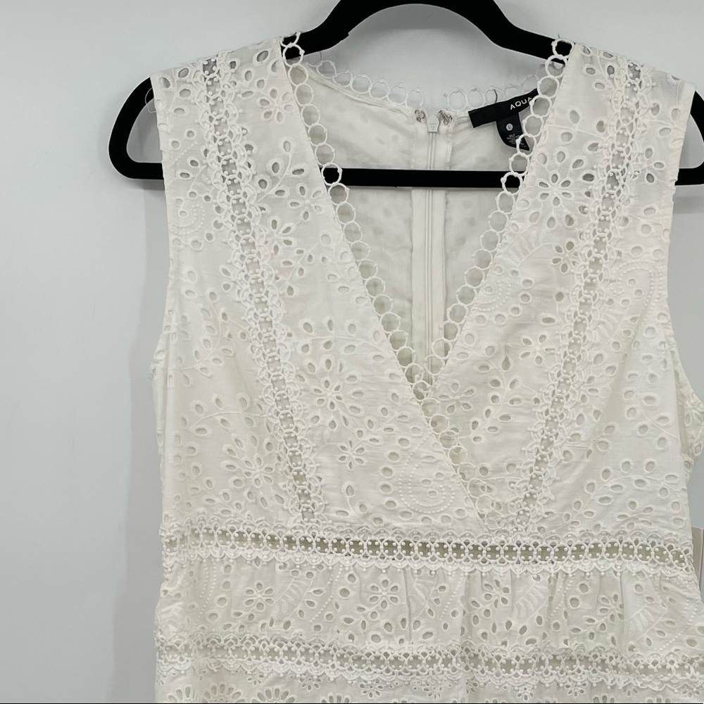 Aqua White Eyelet Tiered Mini Dress - Picture 2 of 12